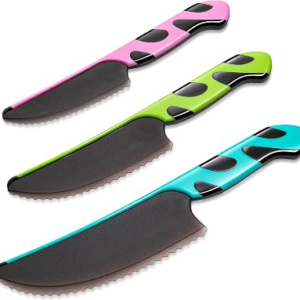 Goodchef 3 PCS Montessori Kitchen Toys for Toddlers | Kids Knife Set for Real Cooking with Kids Safe Knives Toddler Friendly Knives Makes a Great Gift