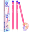 YPLUS Detail Eraser Pencils with Sharpener, Pink, School Supplies, 3 Pcs
