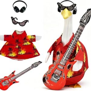FEIYUENO Hip Hop Hawaiian Porch Goose Outfits Fits 23” Statue, Hawaii Red