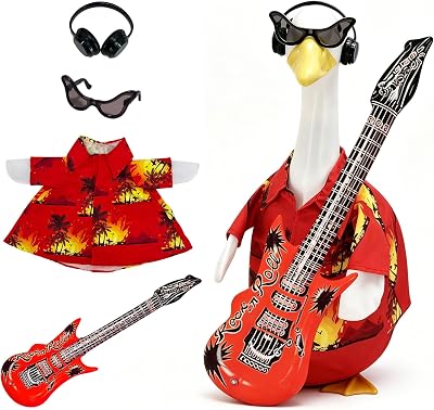 FEIYUENO Hip Hop Hawaiian Porch Goose Outfits Fits 23'' Statue, Hawaii Red