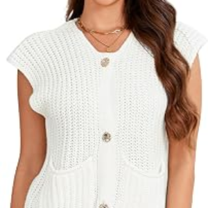YESFASHION Womens Crochet Sweater Vest