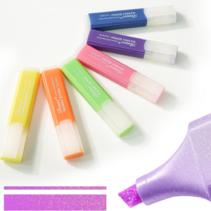 BONACE Glitter Highlighters, 6 Assorted Colors Quick-Dry Chisel Tip