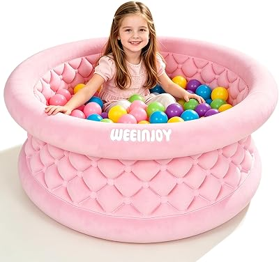 Ball Pit for Toddlers,Inflatable Baby Ball Pit,Soft Round Play Set Ball Pool for Kids,Ideal Gift for Babies Indoor and Outdoor Game,Pink, (Balls not Included)
