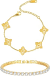 Women’s Stackable Gold Flower Bracelets