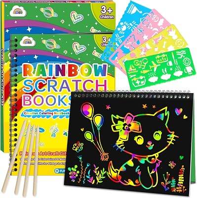 ZMLM 2 Pack Rainbow Scratch Paper Notebooks: Art Crafts for Kids Ages 4-8