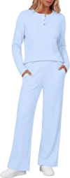 Ekouaer Womens Pajama sets Long Sleeve Cozy 2 Piece Matching Lounge Set