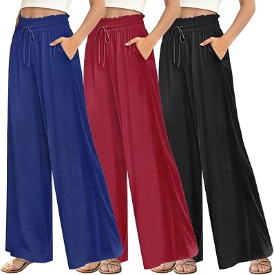 BOHOWE Womens Wide Leg Pants --1 Or 3 Pcs