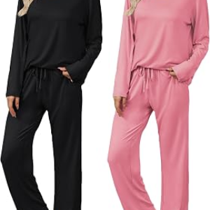 EKOUAER Womens 2 Pack Long Sleeve Pajama Sets