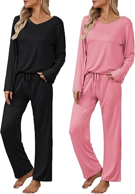 EKOUAER Womens 2 Pack Long Sleeve Pajama Sets