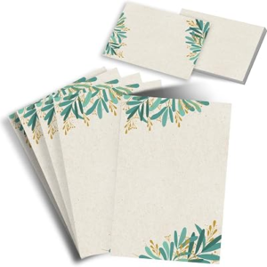 60-Count Vertical Greenery Note Cards-3.9×5.7 Portrait Botanical Blank Greeting Cards – 300GSM Heavyweight Cardstock Stationery for Invitations, Fall Note Cards, Thinking of You-No Envelopes