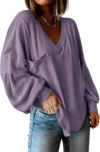 BTFBM Long Sleeve Shirts for Women 2026 Fall Tops,Solid Taro Purple,S