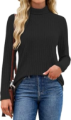 JUSTFASHIONNOW Women’s Mock Turtleneck Tops Ribbed Knit Tunic