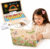 Montessori Toys 4 Year Old Girl Birthday Gifts 11.8″ Floral Laptop, Homeschool Essentials, Educational Learning Pretend Play, Toddlers Toys, Customized Flashcards Learning