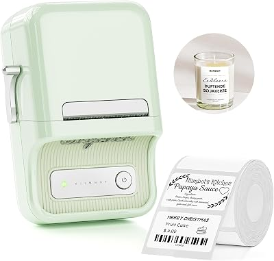 NIIMBOT B21 Label Maker, 2 Inch Portable Inkless Label Machine, Mint Green | Thermal Label Printer with 1 Pack 50x30mm White Label for Home/Office/Business, Compatible with iOS & Android