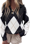 FISOEW Womens Quarter Zip Sweaters