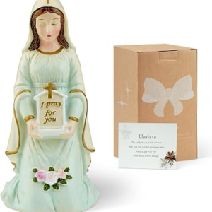 Eluviora Sympathy Gifts for Loss of Loved One: 3.9″ Comforting Virgin Mary Statue – Hand-Painted with ‘I Pray for You’ – Thoughtful Bereavement Memorial Gifts for Family and Friend
