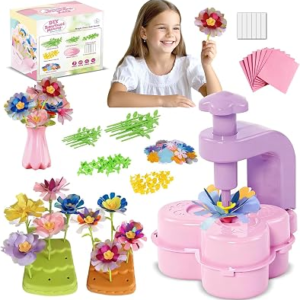 KnwkUY Fabric Flower Bouquets Toys – DIY Embossing Machine Craft Set – Create Your Own Bouquet with Embossing Machine, Educational STEM Toy for Girls & Boys Ages 4-8+