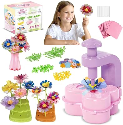 KnwkUY Fabric Flower Bouquets Toys - DIY Embossing Machine Craft Set - Create Your Own Bouquet with Embossing Machine, Educational STEM Toy for Girls & Boys Ages 4-8+