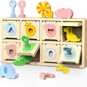 TEEKDEER Wood Lock and Key Toddler Learning Toys