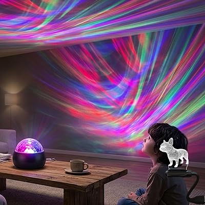 Galaxy Projector LED Ceiling Night Light – Moon & Star, 7 Color Modes with Fade/Flash, Music-Activated & Remote Control, Dimming – for Bedroom, Game Room, Party,Nursery