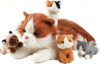 5Pcs Realistic Cat Stuffed Animal, Cat Plush Family: 1 Mommy Cat & 4 Kitten | 12 Inch Stuffed Orange Cat Plush Toys, Kitty Plushies Pillow Toys for Girls & Boys Birthday Christmas Surprises Gifts
