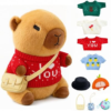 10 Pcs Capybara Plush Toy Set | Cute Capybara Stuffed Animal, 9 Clothes and Accessories, Dress Up Soft Plush Doll, Ideal Gift for Kids