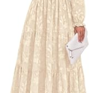 KIRUNDO Womens Long Sleeve V Neck Maxi Dress