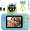 Makolle Camera for Kids, Toddler Volging Cameras Age 3-8 Christmas Birthday Gifts for Boys and Girls 3-12 Year Old Boys Digital Camcorder for Video Portable Kids Selfie Camera with SD Card Blue | Flip Up Lens, Drop Proof