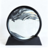 Kbkoudez Moving Sand Art Picture- Sand Art Liquid Motion 3D Sandscape, Round Glass Frame Display Flowing Sand Relaxing Toy for Desktop Home Office Work Ocean Decor, Ideal Gift (Black, 7inch)