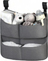 Hanging Diaper Caddy for Crib, Diaper Organizer with 4 Pockets | Large Capacity Baby Diaper Caddy Organizer for Changing Table, Bassinet, Stroller, Playpen accessories