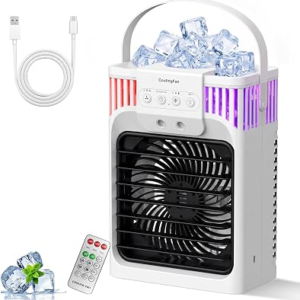 Portable Air Conditioners, 4 In 1 Air Conditioner, AC Unit With Remote Control, 1200ml Personal Air Conditioner, 7 RGB Light Modes, 3 Speeds & 2-8h Timer For Bedroom,Car,Nightstand