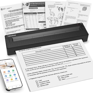 Portable Thermal Printer Wireless Bluetooth Inkless for Travel | 8.5″x11″ US Letter mobile document printer, compatible iOS, Android & PC, compact mini design for home office daily printing