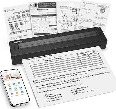 Portable Thermal Printer Wireless Bluetooth Inkless for Travel | 8.5"x11" US Letter mobile document printer, compatible iOS, Android & PC, compact mini design for home office daily printing
