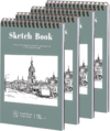 4 Pack Small Sketch Books, 5.5 × 8.5 in, Spiral Bound, 30 Sheets