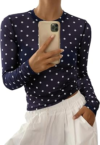 BTFBM Polka Dot Top Long Sleeve Shirts for Women