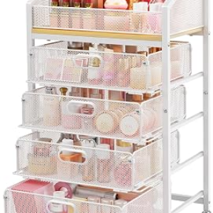 SUNALLY Makeup Organizer Cart with 4 Drawers