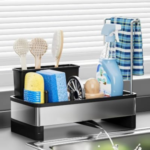 Ewaiira Stainless Steel Sink Caddy, Sponge Holder for Kitchen Sink 9.8″