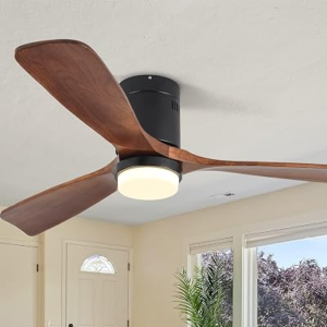 52-Inch Wood Ceiling Fan with Lights and Remote