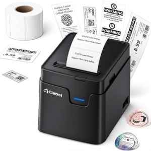 CLABEL 2 Inch Desktop Bluetooth Barcode Label Printer for Small Business | No RFID Lock, Built-in Paper Bin, 25-50mm(1-2″) Tags, Price Address Bakery Gift Labels, for Retail Office, Android iPhone PC