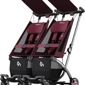 R1 Auto-Fold Double Travel Stroller-Can Turn into Two Single Strollers, Red | Ultra Lightweight Twin Stroller Side by Side Stroller for Babies and Toddlers Aged 6-36 Months, Only 23.5 lbs