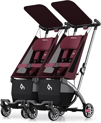 R1 Auto-Fold Double Travel Stroller-Can Turn into Two Single Strollers, Red | Ultra Lightweight Twin Stroller Side by Side Stroller for Babies and Toddlers Aged 6-36 Months, Only 23.5 lbs