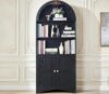 71" Bookcase.Arched Storage Cabinet,Sideboard Wine,Adjustable Shelves，Black