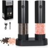 Electric Salt & Pepper Grinder Set of 2,Adjustable Coarseness with USB C Charging Rechargeable for Women &Men (Black Set)
