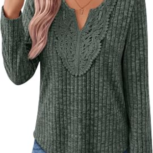 LILLUSORY Womens Lace Neck Tops