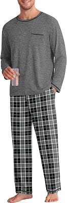 EKOUAER Mens Long Sleeve Pajama Set