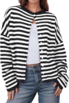 UNCLECAT Womens Striped Cardigan
