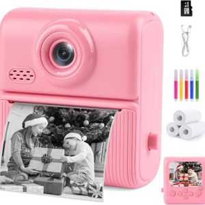 Kids Instant Print Camera, 1080P HD Digital Camera with 32GB Card | 2.0″ Screen, Thermal Printing, 16X Zoom, 48MP Pixels, BPA-Free Print Paper, MP3 and Creative Modes, Gifts for Kids Ages 3-12
