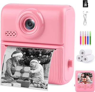 Kids Instant Print Camera, 1080P HD Digital Camera with 32GB Card | 2.0" Screen, Thermal Printing, 16X Zoom, 48MP Pixels, BPA-Free Print Paper, MP3 and Creative Modes, Gifts for Kids Ages 3-12