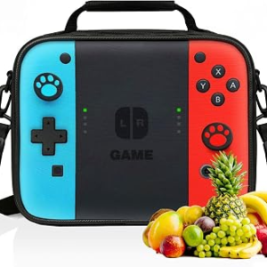 Insulated Lunch Box for Boys Girls, Game Lunch Bag for School Work Office Travel Picnic Hiking Beach, Reusable Portable Lunchbox with Adjustable Strap