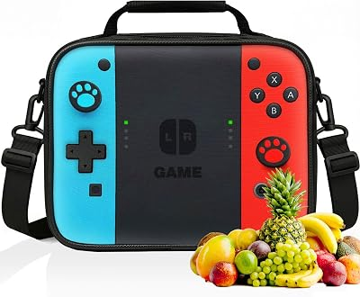 Insulated Lunch Box for Boys Girls, Game Lunch Bag for School Work Office Travel Picnic Hiking Beach, Reusable Portable Lunchbox with Adjustable Strap